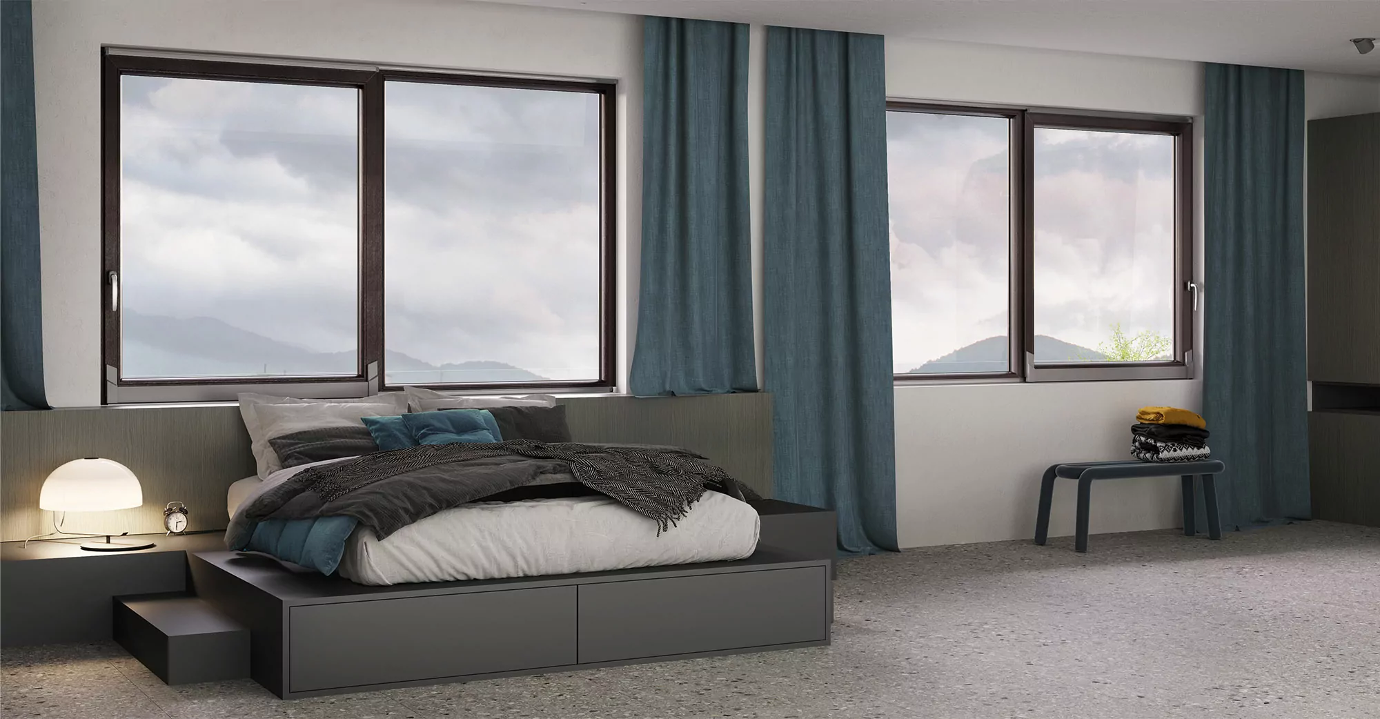 Traslante scorrevole in PVC in camera da letto