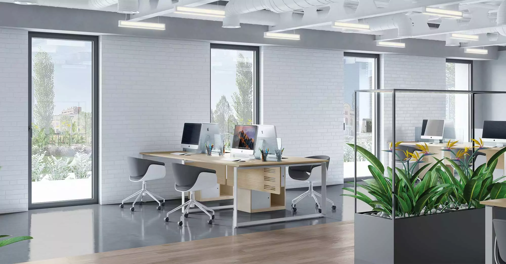 Portafinestra in alluminio in ambiente ufficio